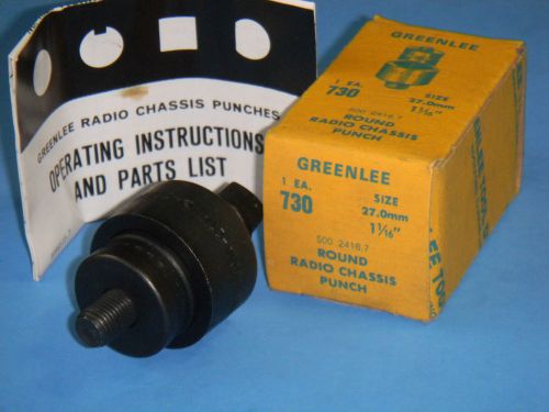 GREENLEE Model 730 1 1/16&#034; Round Radio Chassis Knockout Punch # 5002416.7 -3 Pc
