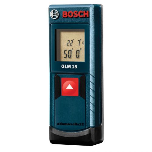 NEW BOSCH LASER DISTANCE MEASURER SAE &amp; METRIC ACCURATE TO 1/8&#034; AT 50&#039;, # GLM-15