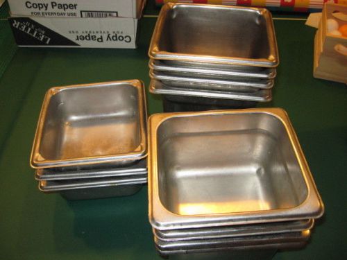 (11) Steam Table Pans 1/6 Size 6.25&#034;x6.75&#034;,assorted depth Stainless Steel Pans