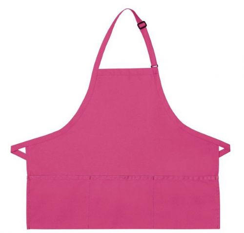 Hot pink bib apron 3 pocket craft restaurant baker butcher adjustable usa new for sale