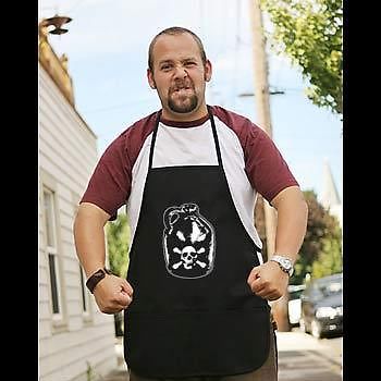 Jug o&#039; Rum Black Pirate Grilling Kitchen Apron Skull and Bones Grog Ship&#039;s Cook