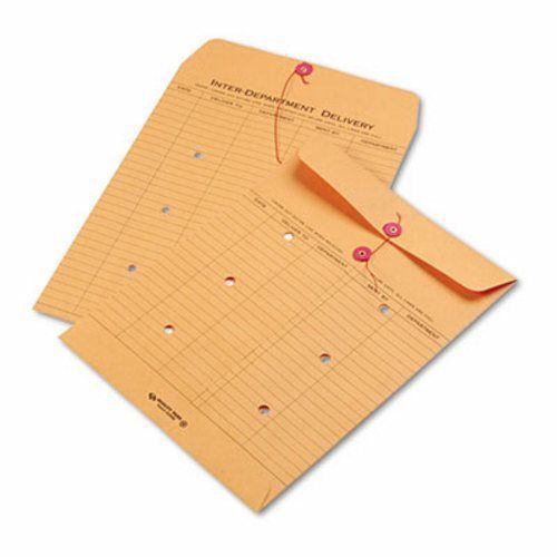 Brown Recycled Kraft String &amp; Button Envelope, 10 x 13, 100/Carton (QUA63560)