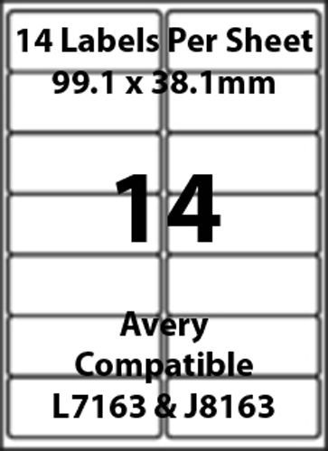 Avery L7163 Compatible Inkjet/Laser - 14 Blank Address Labels - 40 Sheets