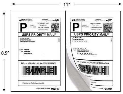 200 Quality Self Adhesive Shipping Labels 2 labels Per Sheet UPS USPS Paypal