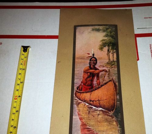 Indian in Canoe Print, early 1900&#039;s  (#ant-29)