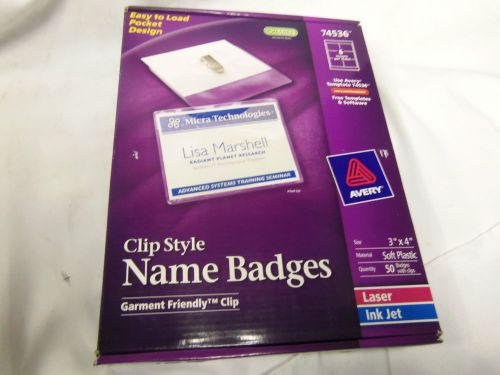 AVERY CLIP STYLE NAME BADGES  3&#034;x4&#034;. 50w Clips 74536