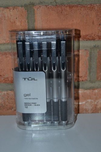 Tul Gel Retractable Pens Needle Point Medium 0.7 mm 12 Pack (Black) NIP