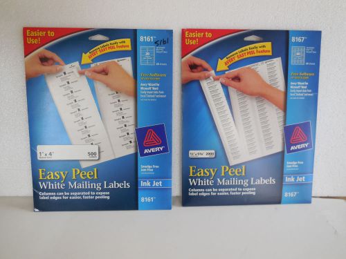 Avery Ink Jet Easy Peel White Mailing Labels 8167 &amp; 8161 Opened Partial Pkgs
