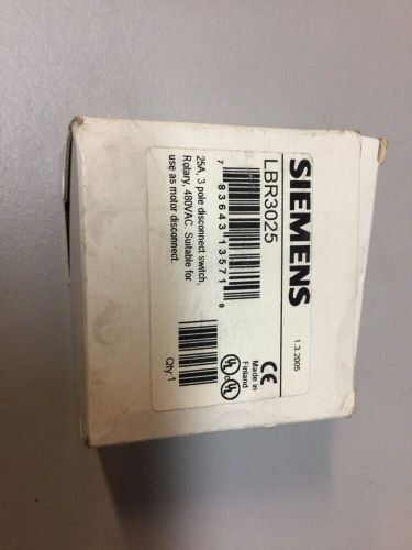 NEW SIEMENS LBR3025 DISCONNECT SWITCH ROTARY SWITCH 25A 3 POLE - NEW