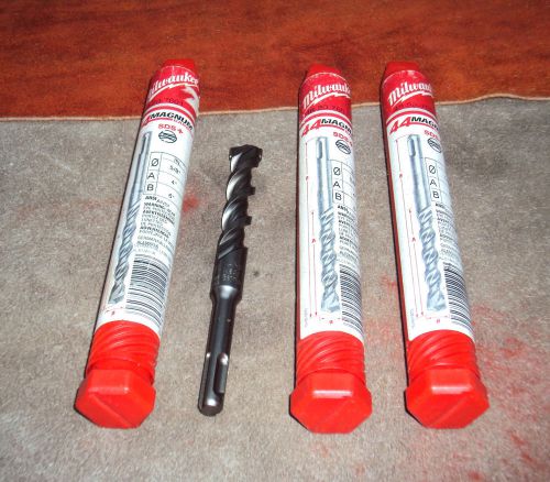 ( 3 ) milwaukee 44 magnum carbon steel rotary hammer drill bit - new for sale