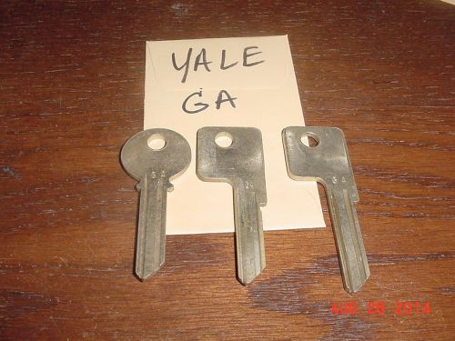 3 VINTAGE KEY BLANKs Original YALE  &#034; GA &#034; keyway LOCKSMITH NOS 5 and 6 pin