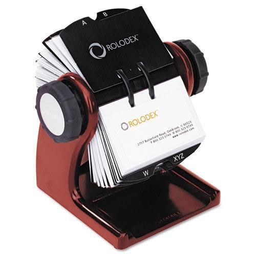NEW ROLODEX 1734242 Wood Tones Open Rotary Business Card File Holds 400 2 5/8 x