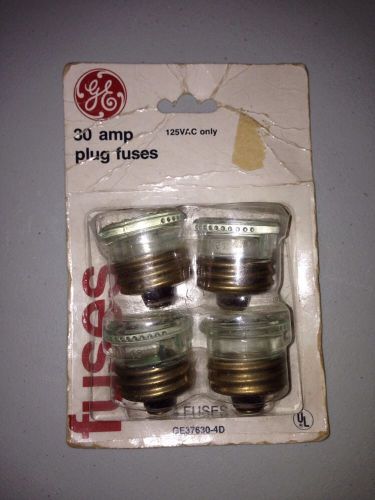 Vintage 4 Glass GE Plug Fuses 30 Amps-125V GE37630 in orig package Prepper