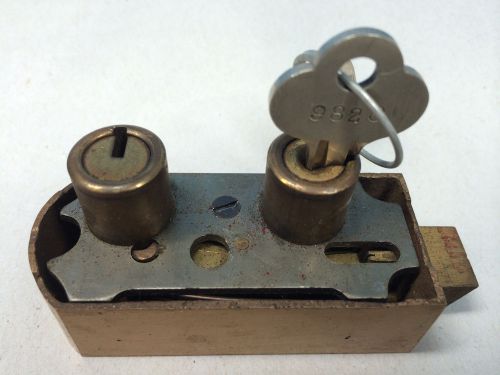 H.H.M. Safety Deposit Lock Box, RH Bronze Case Corrugated Rent Key  -  Locksmith