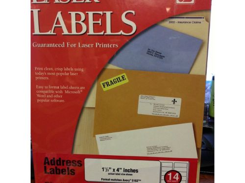 1400 Laser Address Labels 1 1/3&#034; X 4&#034;  White Similar to Avery 5162 BY Z INT&#039;L