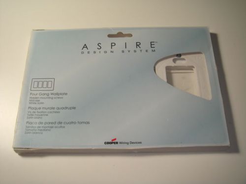9524WS  ASPIRE WHITE SATIN 4 GANG SWITCH PLATE COOPER WIRING DEVICES NEW