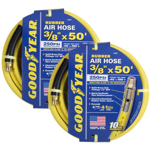 Goodyear 46505 3/8-inch by 50-feet 250 psi rubber air hoses, 2-pack for sale