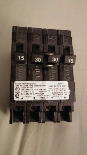 Siemens dual breaker one 2pole unit (30Amp) and two 1pole units (15Amp)