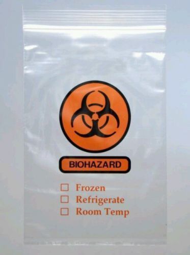 1000 cttri wall biohazard specimen hospital grade zippered 2 mil bag 6&#034; x 9&#034; for sale