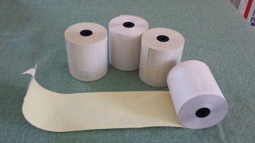 Thermal Paper Rolls &lt;?&gt; 3 1/8&#034; x? &#039;  27 rolls 2 ply white and yellow salvage