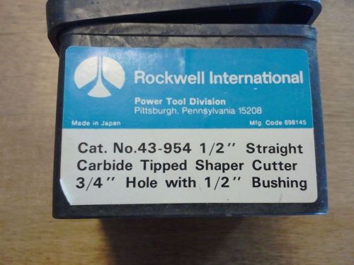 rockwell carbide tipped shaper cutter #43 954 straight cut 3/4 hole 1/2 bushing