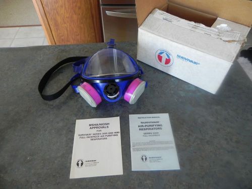 SURVIVAIR FULL FACE GAS MASK / AIR PURIFYING RESPIRATOR - NEW OLD STOCK - NO RES
