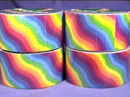 New 4 Rolls Duck Tape Rainbow Print 10 yd USA Duct Colorful Blue Purple Red etc