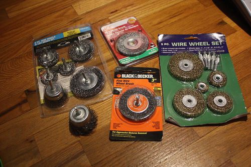 NEW Mixed Lot of 14 Wire Wheel Brush Set Drill Brushes Brass