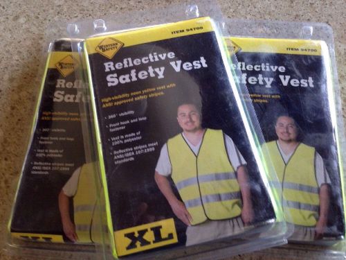 Reflective Safety Vests - X-Large, Hi Viz, ANSI Approved, Reflective, LOT OF 3