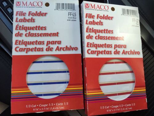 Maco File Folder Labels- 1 Package Red (FF-L2)/1 Package Dark Blue (FF-L5)