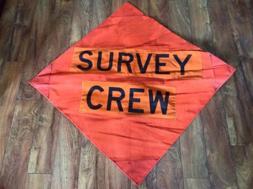Lot of 1 Roll up Durable Mesh Traffic Sign SURVEY CREW 48&#034;x50&#034; WASHED &amp; CLEANED