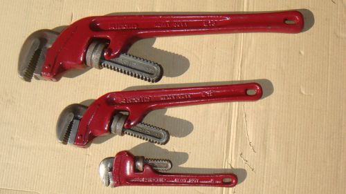 3 RIDGID PIPE WRENCHES-8&#034; 12&#034; 18&#039;