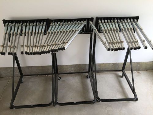 3 COMPLETE Sets: Black Mayline 9329H Rolling Stands, Hangers, Clamps, Parts, etc