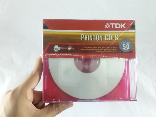 TDK 50 Pack CD-R 700MB 48x 80Min Recordable Print on White Printable W/Cases