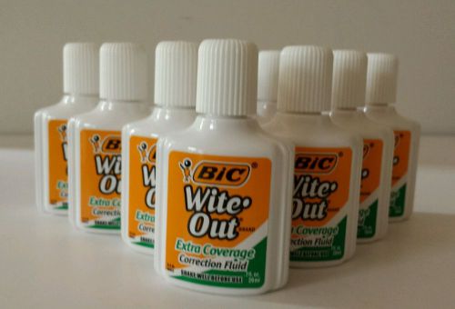 10 Bic Wite-Out Extra Coverage Quick Dry Correction Fluid White 20ml Bottles