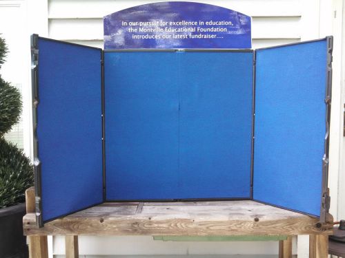 Trade show 3 panel folding table top display w/ marquee sign