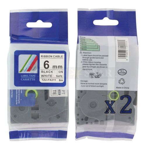 2pk Black on Transparent Tape Label Compatible for Brother PTouch TZ TZe 111 6mm