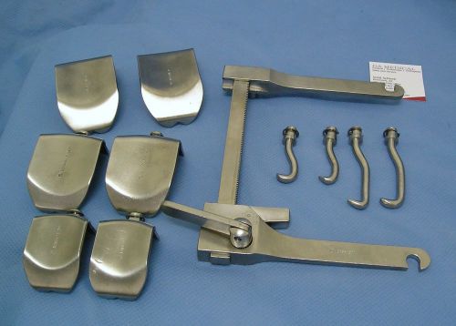 Zimmer downing retractor set, frame + 6 blades and 4 hooks, 3065-01 for sale