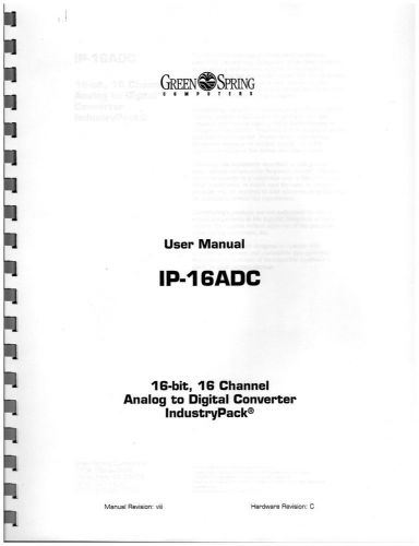Greenspring Computer IP-ADC IndustryPack Module manual
