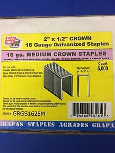 Grip Rite 2&#034; x 1/2&#034; Crown 16 Guage Galvanized Staples 5000 count A0183
