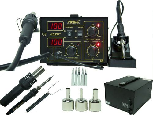 2in1  soldering station rework hot air &amp; iron 852d+ 5 tips smd  2 in 1 heat for sale