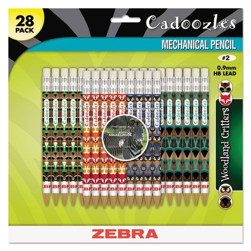 Zebra Cadoozles Mechanical Pencil, Refillable, #2, Assorted Barrels, 0.7 mm