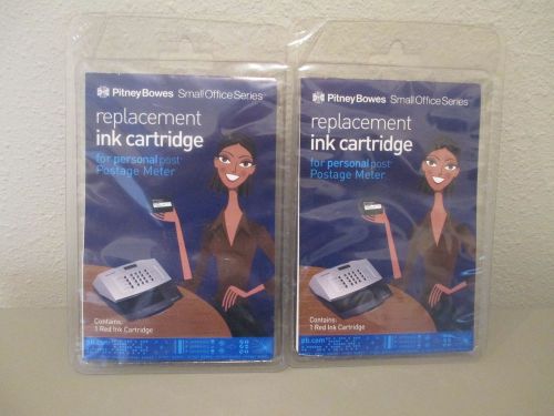 2, Genuine Pitney Bowes Fluorescent Red Ink Cartridge Fits E700 G700