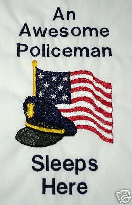 Embroidered Policeman Pillowcase Law Enforcement PD