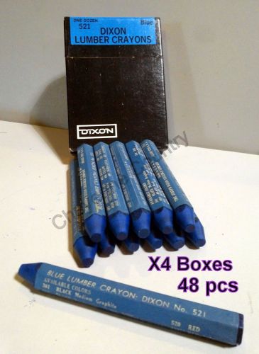 4) Blue Lumber Marking Crayons Dixon No. 521 Joseph Dixon Crucible Co. Box of 12