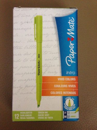 Paper Mate Green Highlighters, Pack Of 12, Chisel Tips