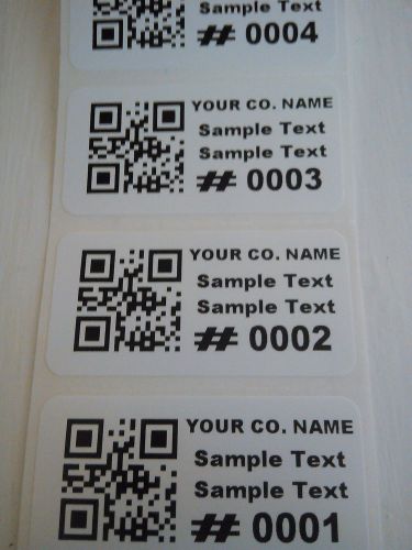 100 Sequentially Numbered QR Bar Code Labels Stickers LARGE 2&#034; x 1&#034; Polyester