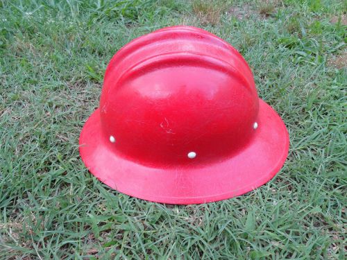 Vintage e d bullard hard boiled fiberglass red hard hat / helmet / hardhat for sale