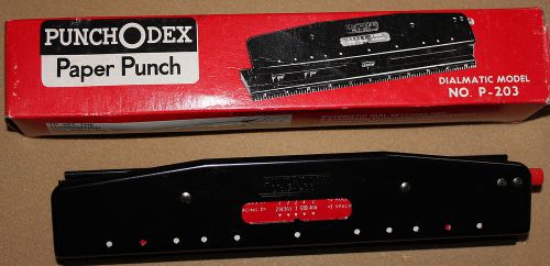 PunchODex Adjustable 3 Hole Paper Punch Dialmatic Model No. P-203 NOS in box USA
