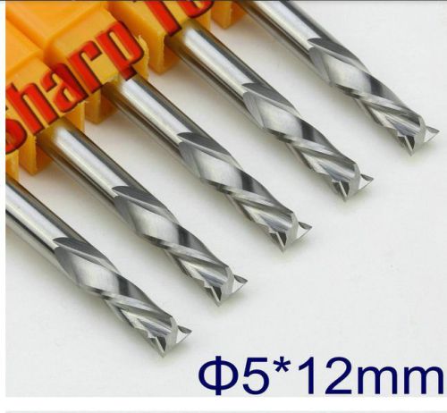 5pcs up &amp;down 5x12mm 2flutes spiral cutter wood cnc router bits for sale